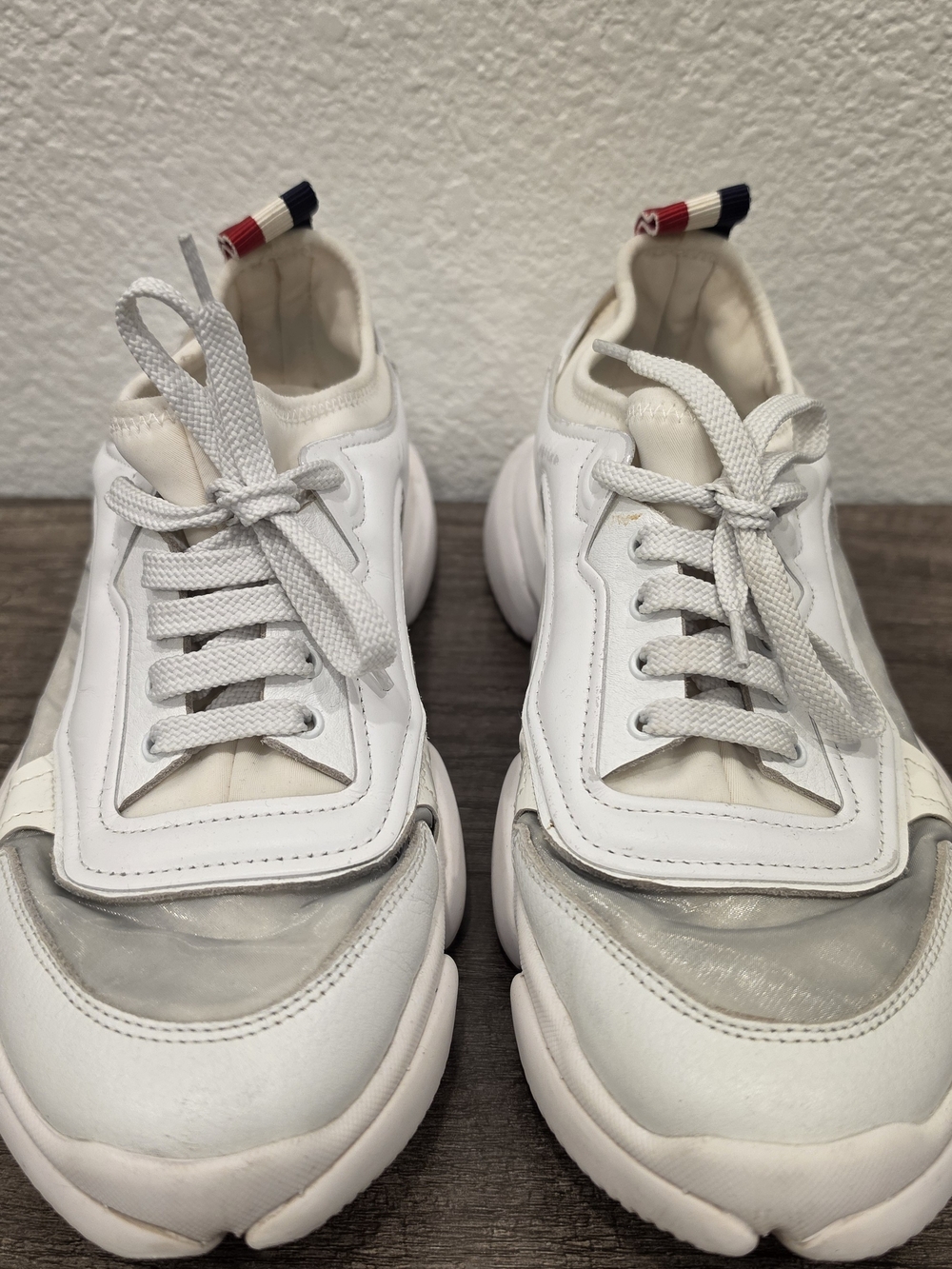 Moncler Briseis White Leather Chunky Low-Top Sneakers - Size 38 (US 8)